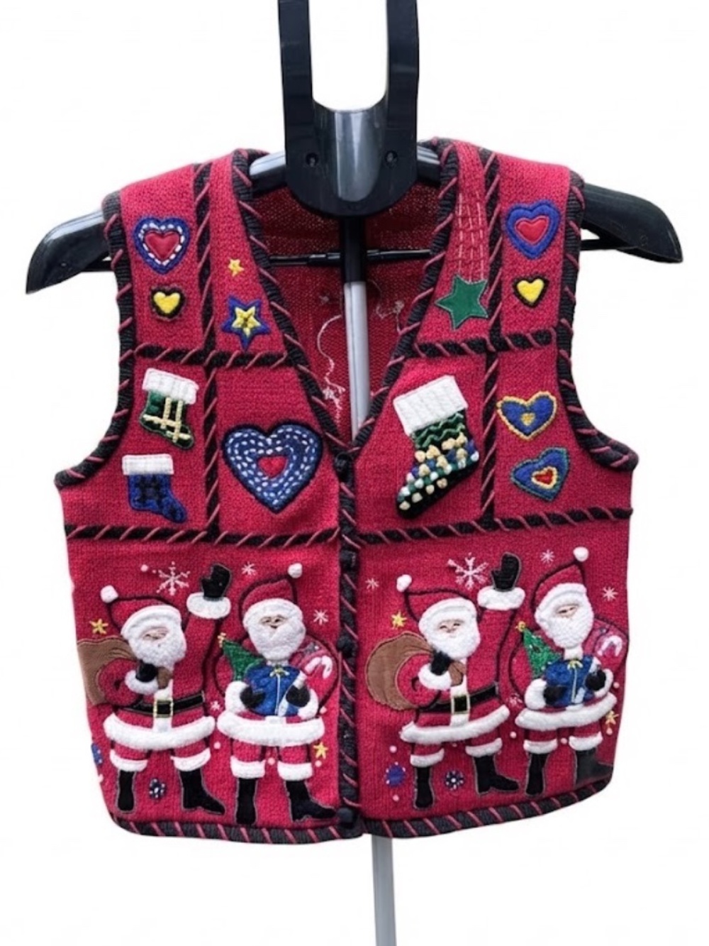 Vintage 90s Designers Originals Studio Christmas Ugly Sweater Vest Size P/P Red